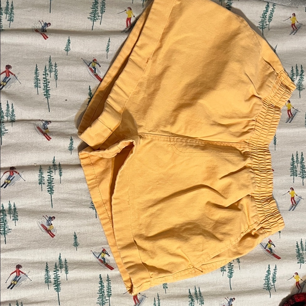 Yellow Elastic Waist Shorts